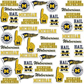 University of Michigan Wolverines 50ct Vinyl Large Deluxe Stickers Variety Pack - Laptop, Water Bottle, Scrapbooking, Tablet, Skateboard, Indoor/Outdoor