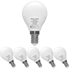ORALUCE E12 LED Bulb 40 Watt Equivalent,Cool White 6500K Candelabra LED Light Bulbs,A15 LED Bulb for Ceiling Fan and Chandelier Lamp,450 Lumen Non-Dimmable 6 Pack