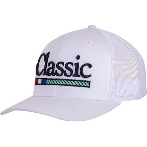 Classic Rope Trucker Snapback Cap, R112 Mid-pro with 3D Embroidered Logo, White, Medium-Large