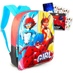 Miraculous Ladybug Backpack Set - Bundle with 15" Miraculous Ladybug School Bag with Miraculous Ladybug Stickers (Miraculous Ladybug School Supplies)