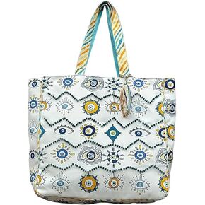 Evil Eye Poly Canvas Tote Bag - Decorative Large Tote Bag for Women