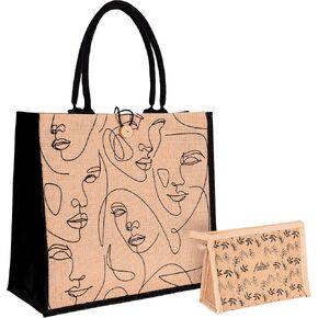 Foliate Reusable Straw Beach Tote Bag for Women - Waterproof Woven Jute Gift Bag for Her Travel Shopping Summer Cute Handbag