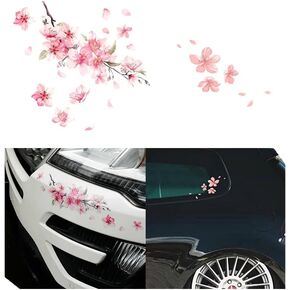 2pcs Pink Cherry Blossom Vinyl Car Sticker Auto Flower Decal Windshield Window Bumper Automotive Decals Bumper Stickers, Decals