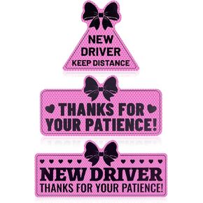 3pcs New Driver Signs, Magnet Learner Car Decal Adhesive Style Reflective Magnetic New Student Driver Stickers Novice Driver Logo for Novice Drivers