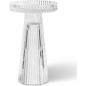Torre & Tagus Reversible Single Glass Candle Holder for Pillar Candles & Tealights, Ribbed Candle Holder, Fluted Candle Holder & Clear Candle Holder for Wedding or Dinner Tablescape Home Decor (Anya)