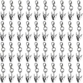 40 Pcs I Love You Sign Clip On Charms Hand Sign Language Charm Pendant for Jewelry Making Earrings Necklace DIY Crafts Antique Silver