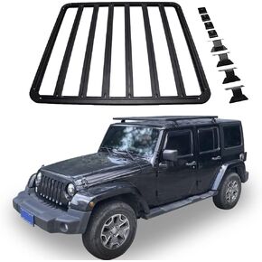 منصة سقف السيارة مناسبة لسيارة جيب رانجلر JK JL 2007-2023 و2019-2023 جيب جلاديتور مع نظام سطح حامل البضائع الصلب 63 بوصة × 55 بوصة، غير مجمعة in Kuwait
