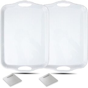 KAQAHIDO Large Melamine Serving Trays for Eating, 17.5’’ x 12’’ Serving Platter for Appetizer, Charcuterie, Food, Snack, Cupcakes, Dessert, BPA-Free, Dishwasher Safe Tray, Set of 2, Black