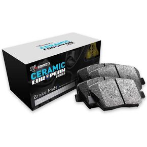 R1 Concepts Front CERAMIC European Series Brake Pads With Rubber Steel Rubber Shims 2600-1609-00