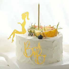 Gold 2pcs/set Bride To Be Wedding Cake Topper Acrylic Bridal Shower Engagement Cake Topper Bachelorette Party Decorations Supplies