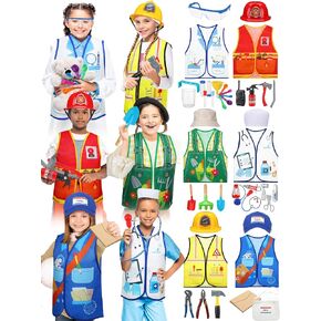 Hungdao 6 Sets Kids Dressing up Costumes Toddler Dressing up and Pretend Play for Age 6-10 Dress up Scientist, Firefighter, Postman, Farmer, Doctor, Engineer in Saudi Arabia