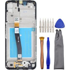 Complete Screen LCD Digitizer Touch Assembly Replacement for Samsung Galaxy A22 5G SM-A226B with Tool Kit and Screen Frame Installed Black 6.6"