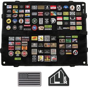 Patch Display Board | Patch Panel Board for Patches, Collection Patch Holder | Ballistic Patch Wall Display, Hook and Loop Panel | Morale Patch Board, Military Patch Display (Black)