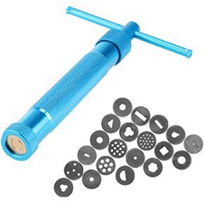 Clay Extruder Gun with 20 Tips Sugar Paste Extruder Cake Decor Tools, Stainless Steel Rotary Crowded Mud Clay Extruder Craft Gun Cake Fondant Sculpture Decorating Tool Set