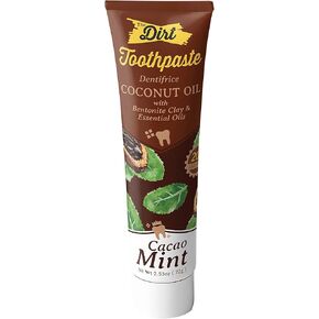 THE DIRT Coconut Oil Toothpaste - Fluoride & Gluten Free - Natural Oral Care for a Refreshing Smile - Super Mint Flavor (72g: 10 Weeks Supply)