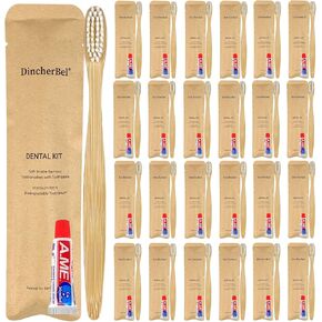 Travel Toothbrushes Kit Bulk, Disposable Toothbrushes with Toothpaste(6g), Individually Wrapped Toiletries Amenities for Hotel, Airbnb, Homeless, Shelter, Camping and Travel (50 Pack)