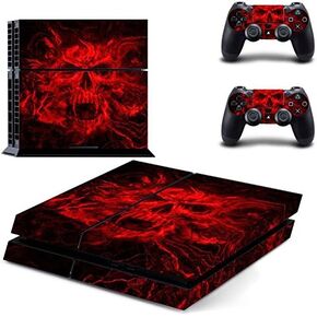 Whole Body Vinyl Skin Sticker Decal Cover for PS4 Console and 2PCS Controllers Skins Flame Skull