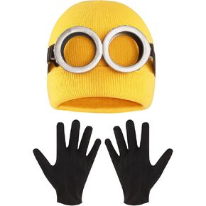 Halloween Costume Accessories Includes Vintage Steampunk Goggles Glasses Yellow Beanie Knit hats Black Gloves in Kuwait