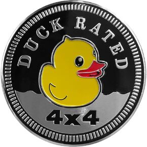 Duck Rated Metal Car Badge Stickers for Jeep Wrangler,Round Auto Car Emblem Sticker 3D,4 x 4 Jeep Decals, Decorative Sticker for Motorcycle Vehicles Bumpers Trucks,Decals，Metal Automotive Car Badge