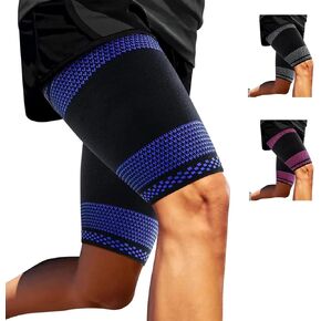 ABYON Thigh Compression Sleeves (Pair), Hamstring Compression Sleeve for Quad & Groin Pain Relief & Recovery, Thigh Brace Support Anti Slip Upper Leg Sleeves for Men and Women,Great for Running