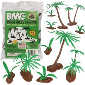 BMC Classic Marx Palm Trees & Jungle Ferns - 16pc Plastic Playset Accessories