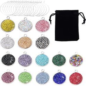 Wine Glass Charms (16pcs) with Bling Rhinestones, Reusable Wine Glass Identifier Tags for Stem Glasses, Markers for Tasting Party Favors, New Year