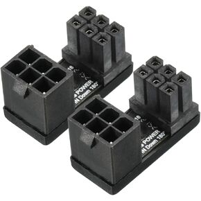 MECCANIXITY ATX 6 Pin Female to 6Pin Male 180 Degree Angled Power Adapter for Desktops Graphics Cards 2 Pcs