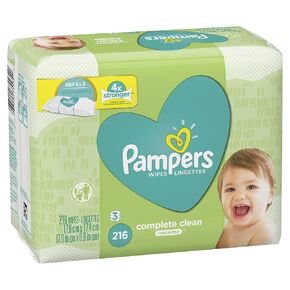 Baby Wipes, Pampers Baby Diaper Wipes, Complete Clean Unscented, 72 Total Wipes