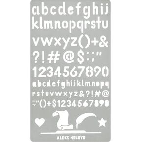Aleks Melnyk No.34.3 Metal Wood Burning Alphabet and Number Stencil, Letter Template, Journal Stencil for Engraving Wood and Pattern, Bullet Journaling