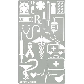 Aleks Melnyk No.11 Metal Journal Stencil, Medicine, Stainless Steel Stencil 1 PCS, Template Tool for Wood Burning, Pyrography and Engraving, Scrapbooking, Crafting