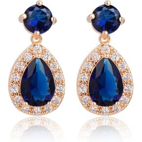 CZ Teardrop Dangle Earrings for Women Small Sterling Silver Crystal Cubic Zirconia Simulated Diamond Rhinestone Birthstone Bridal Drop Earrings for Wedding Bride Bridesmaids Mother of Bride Gift
