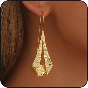 Gold Chunky Earrings for Women Dangle Large Gold Statement Earrings Chunky Silver Drop Earrings Big Gold Dangle Earrings Teardrop Ball Circle Heart Irregular Earrings Trendy Earrings Fashion Jewelry