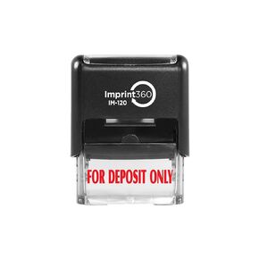 Imprint 360 AS-IMP1010 - for DEPOSIT ONLY, Heavy Duty Commerical Quality Self-Inking Rubber Stamp, Red Ink, 9/16" x 1-1/2" Impression Size, Laser Engraved for Clean, Precise Imprints