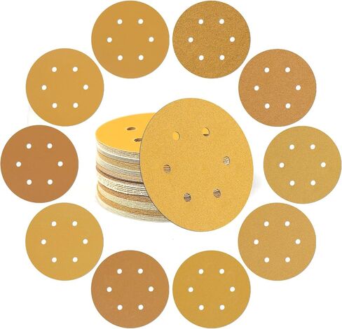 50 Pack 6 Inch Hook and Loop Sanding Discs Orbital Sander Sandpaper - Assorted Grits (40,60,80,100,120,180,240,320,400,600 Grit) - Ideal for Orbital Sanders in Automotive and Woodworking in Saudi Arabia
