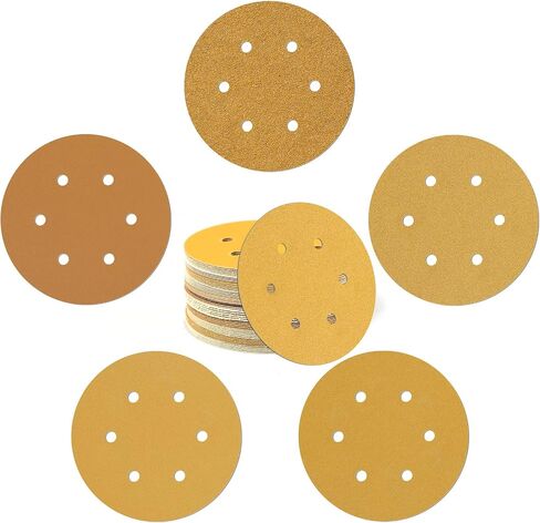 50 Pack 6 Inch Hook and Loop Sanding Discs Orbital Sander Sandpaper - Assorted Grits (40,60,80,100,120,180,240,320,400,600 Grit) - Ideal for Orbital Sanders in Automotive and Woodworking in Saudi Arabia