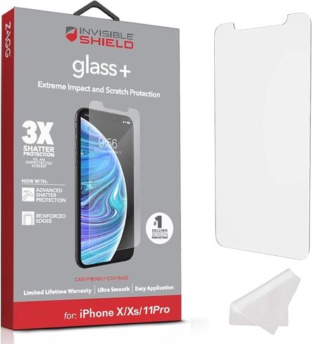 ZAGG InvisibleShield Glass+ iPhone 11 Pro/iPhone Xs/iPhone X Screen Protector -2 Pack– HD Tempered Glass, Smudge Proof, Bubble-Free – Impact & Scratch Protection-2 PACK in Saudi Arabia