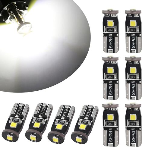 10 قطع T10 ضوء عرض السيارة، 3030 3SMD 12 فولت، ضوء قراءة داخلي للسيارة مقاوم للماء، ملحقات إضاءة السيارات العالمية فائقة السطوع (الضوء الأبيض) in Saudi Arabia