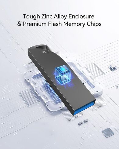128GB USB 3.0 Flash Drive, Waterproof Metal USB Memory Stick, Slim Thumb Drive Portable Pen Drive with Keychain Hole Stylish Jump Drive for PC Computer Car - Gray in Saudi Arabia
