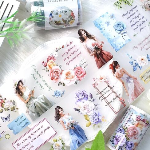 New Popular PET Tape Modern Girls Collage Glossy Washi Tape for Decoration Small Fresh Flower Materials (90724) in Saudi Arabia
