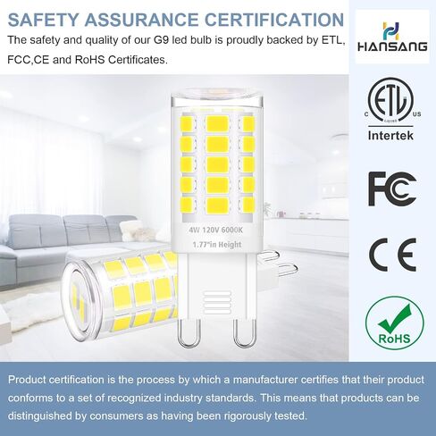 hansang 12 Pack G9 LED Bulb 2700K Soft Warm White, 4W 40 Watt Halogen Equivalent G9 Light Bulbs, Height 1.77 Inch Short T4 G9 Bin-pin Base Chandelier Light Bulbs, 400LM, AC 120V, Non-Dimmable in Saudi Arabia