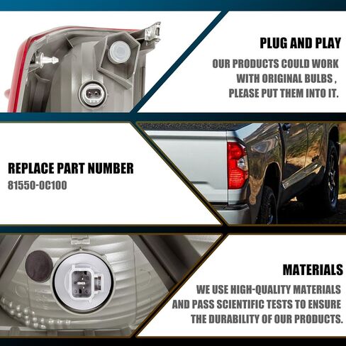 RANSOTO Tail Light Lamp Housing Compatible with 2014 2015 2016 2017 2018 2019 2020 2021 Tundra Right Passenger Side Replace ‎81550-0C100 in Saudi Arabia