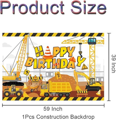 124Pcs Construction Birthday Party Supplies, Construction Party Decorations, Includes Balloon, Banner, Plates Paper, Cups, Forks, Napkins, Cake Topper, Tablecloth, Background, For Party Decor in Saudi Arabia