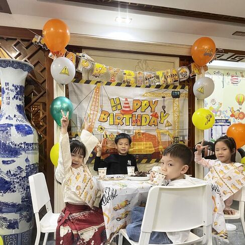 124Pcs Construction Birthday Party Supplies, Construction Party Decorations, Includes Balloon, Banner, Plates Paper, Cups, Forks, Napkins, Cake Topper, Tablecloth, Background, For Party Decor in Saudi Arabia