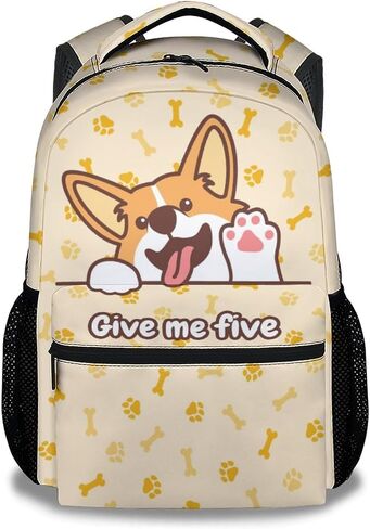 Kids School Backpack for Boys Girls, 16" Corgi Dog Backpacks for School, Cute Pattern Large Capacity Bookbag for Travel in Saudi Arabia