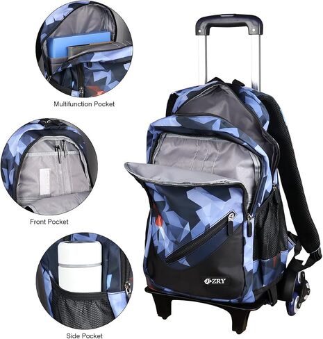 Rolling Backpack Kids Wheeled Bag 18 inch Schoolbag Backpacks with Lunch Bag Pencil Bag Sets 3 in 1 (Black Starry Sky) in Saudi Arabia
