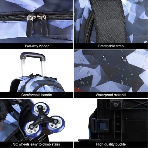 Rolling Backpack Kids Wheeled Bag 18 inch Schoolbag Backpacks with Lunch Bag Pencil Bag Sets 3 in 1 (Black Starry Sky) in Saudi Arabia