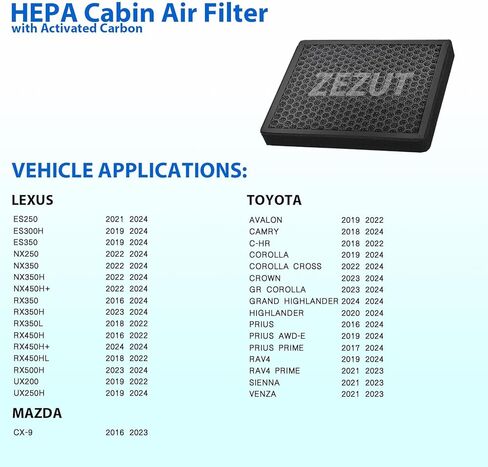 فلتر هواء المقصورة من الكربون المنشط المنظم على شكل قرص العسل، متين وقوي، CF12157 لاختيار لكزس، مازدا، سوبارو وتويوتا أفالون، كامري، كورولا، هايلاندر، بريوس، راف 4، سيينا، فينزا (عبوة واحدة) in Kuwait