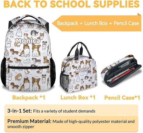 Kids School Backpack for Boys Girls, 16" Corgi Dog Backpacks for School, Cute Pattern Large Capacity Bookbag for Travel in Saudi Arabia