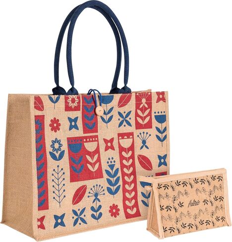 Foliate Reusable Straw Beach Tote Bag for Women - Waterproof Woven Jute Gift Bag for Her Travel Shopping Summer Cute Handbag in Saudi Arabia