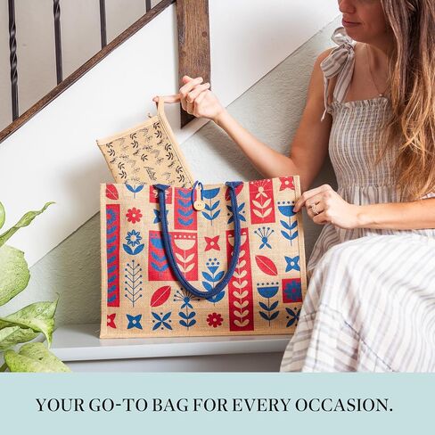 Foliate Reusable Straw Beach Tote Bag for Women - Waterproof Woven Jute Gift Bag for Her Travel Shopping Summer Cute Handbag in Saudi Arabia